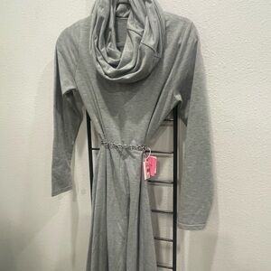 Gray Maxi Dress with Long Nurtleneck